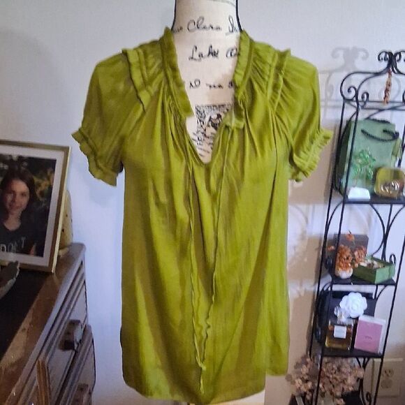 Catherine Malandrino Short Sleeve Green Women's Top Medium - Picture 1 of 7